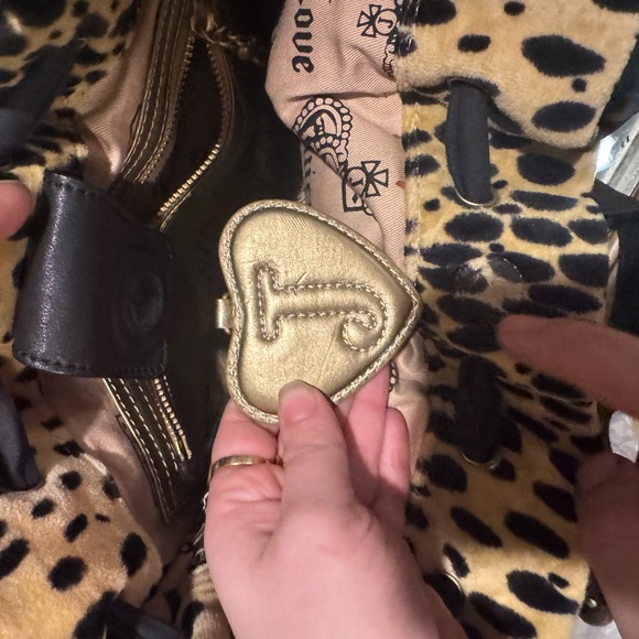 Vintage Juicy Couture Leopard Print Daydreamer Velour Bag Black y2k - Picture 14 of 17